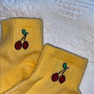 Yellow socks with Cherries